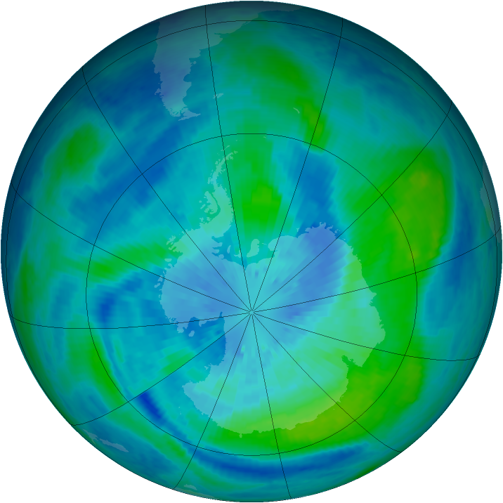 Antarctic ozone map for 21 March 2003